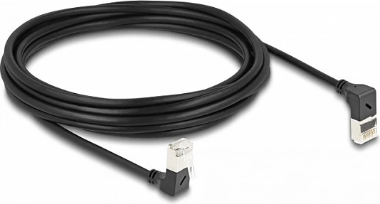 Kablë rrjeti DeLOCK RJ45 Cat6a S/FTP Slim 90°, 5 m, e zezë