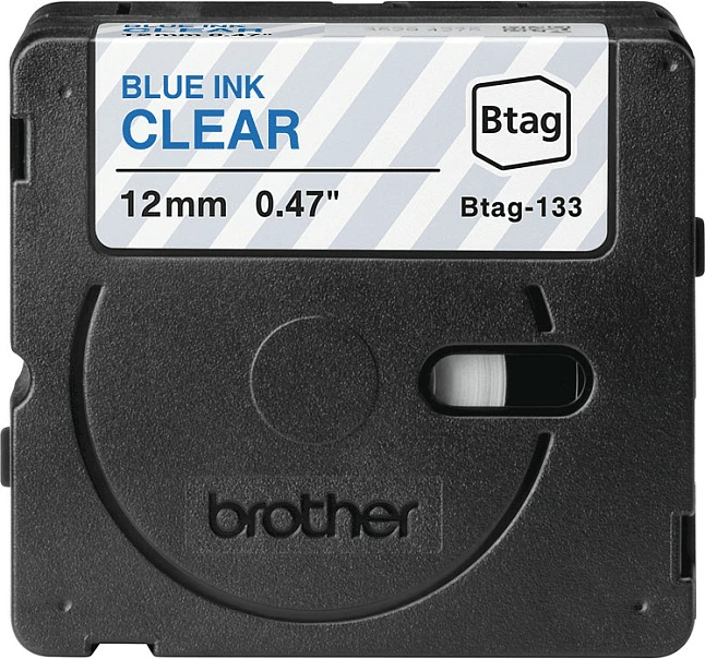 Kasetë shirit etikete Brother P-touch BTAG-133, 12mm x 4m, blu në transparent