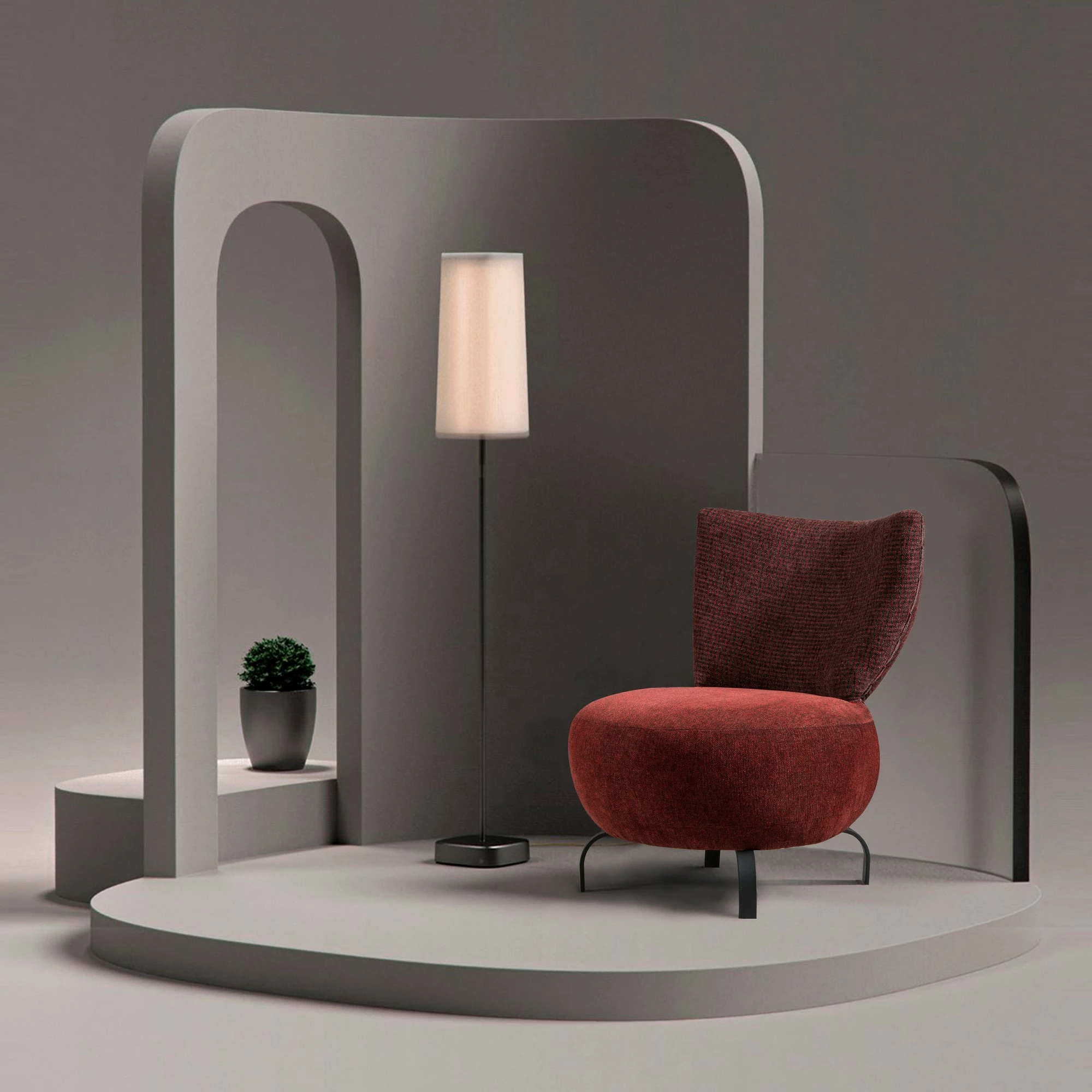 Set karrigesh wing Atelier del Sofa, Loly, ngjyrë e kuqe e thellë