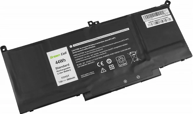 Bateri laptopi Green Cell për Dell Latitude 7280/7290/7380/7390/7480/7490, 5800mAh, LiPo, 7.6V, e zezë