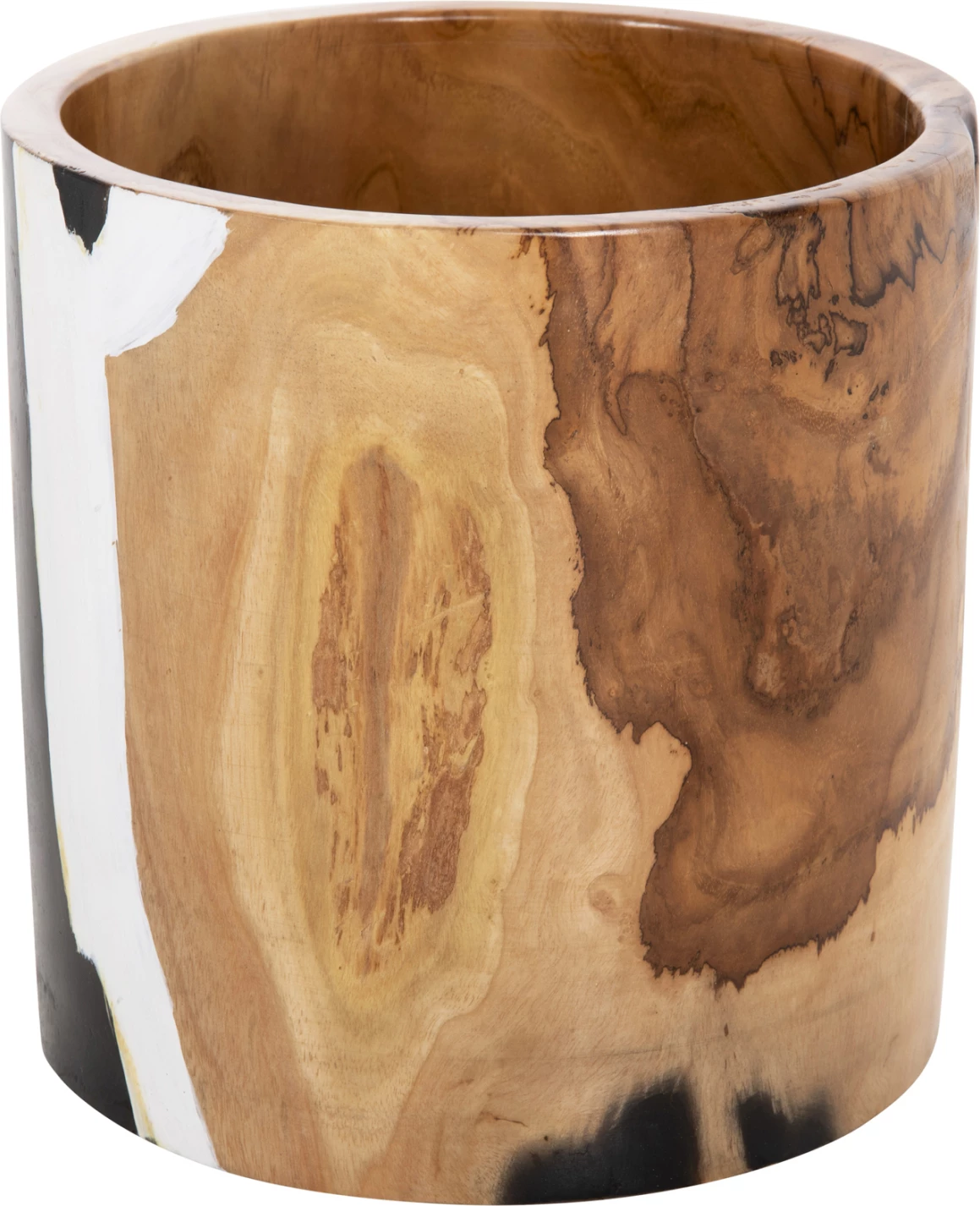 Vazo cilindrike dekorative për tavolinë, dru tik, Φ26x26H cm, FH7727