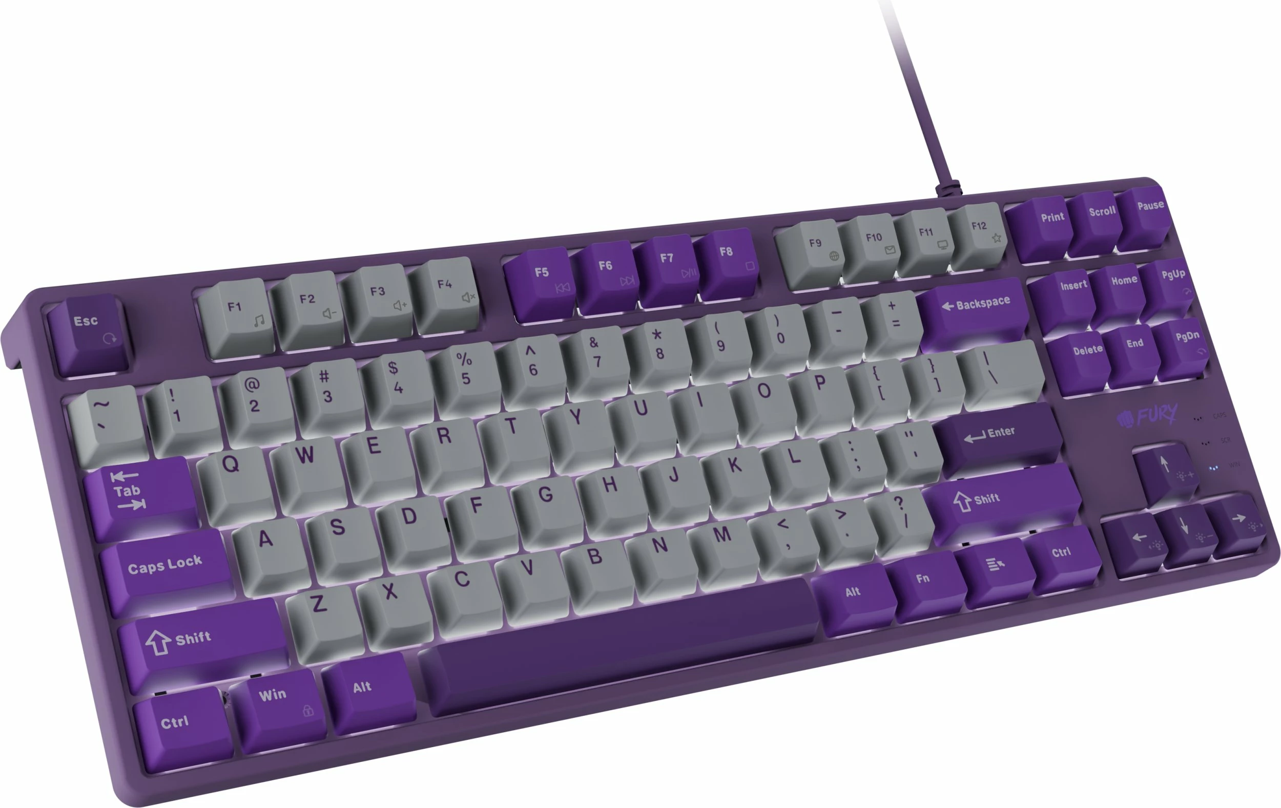 Tastierë mekanike gaming Fury Kanabo K2 NFU-2350, TKL 80%, hot-swap, switcha linear të kuq, USB me kabllo 1.6 m, ndriçim njëngjyrësh, gri