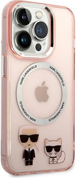 Mbështjellës Karl Lagerfeld KLHMP14LHKCP për iPhone 14 Pro 6.1", hardcase, MagSafe, rozë