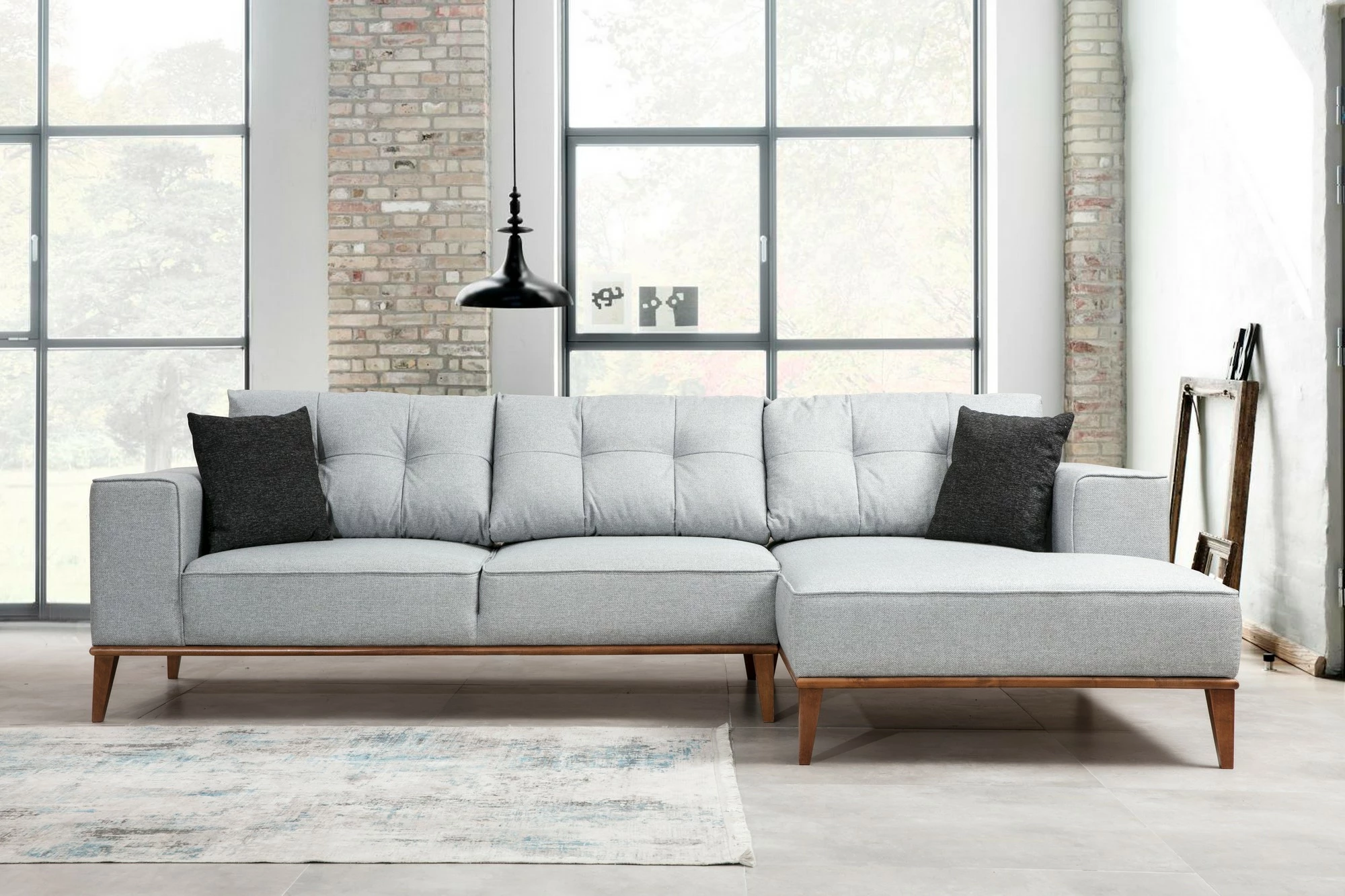 Kënd-sofë krevati Atelier del Sofa, Montana kënd i djathtë (L3+Chl), ngjyrë gri e çelët