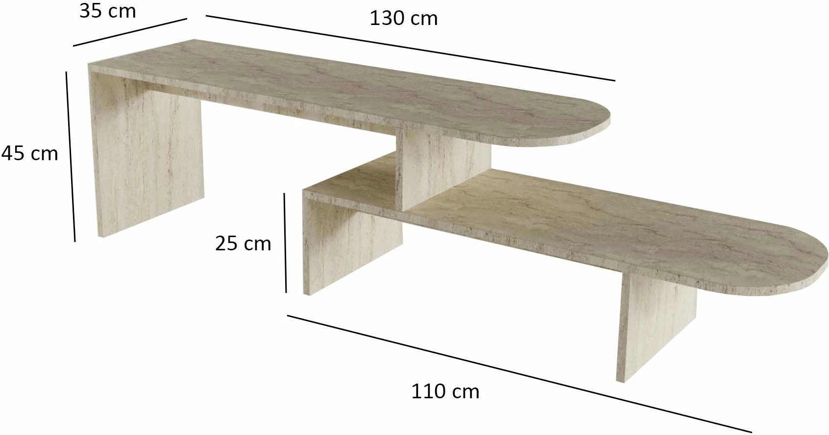 Komodë TV Skye Decor, Puzzle, ngjyrë travertine