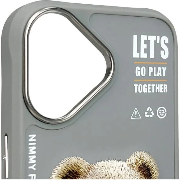 Mbështjellës Nimmy Cool&Cute 2.0 Bear për iPhone 16 6.1", gri