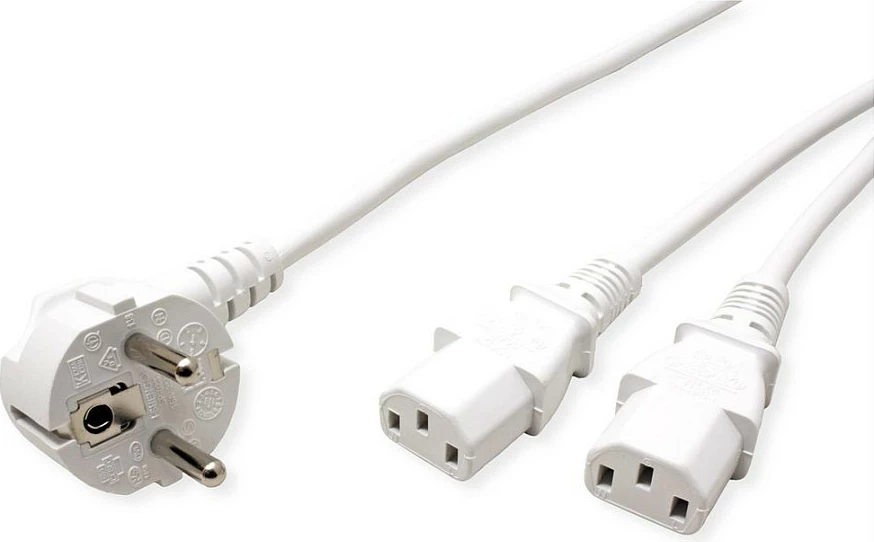 Kabllo rryme ROLINE 19.08.1023, 2 m, Schuko (CEE7/7) në 2x IEC C13, 250 V 10 A, e bardhë