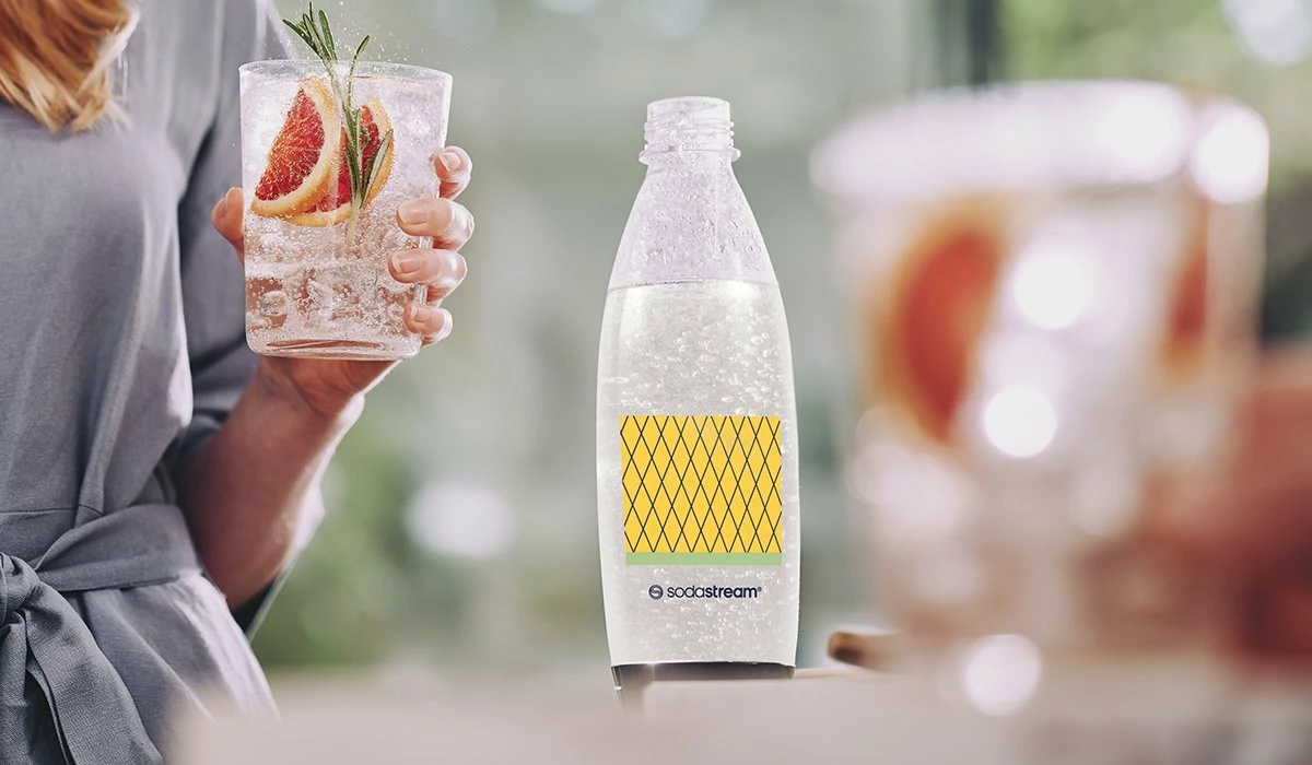 Shishe karbonizimi SodaStream Fuse WaterPomelo 1L, 2 copë, verdhë/kuqe