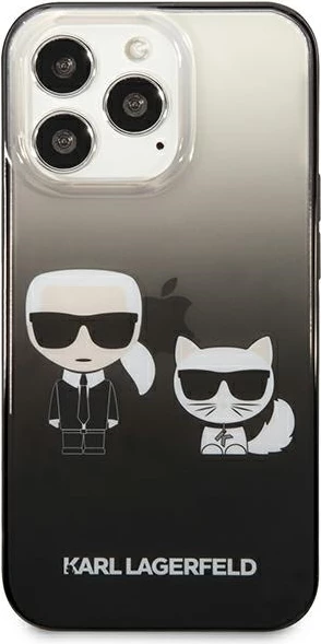 Mbështjellës Karl Lagerfeld KLHCP13LTGKCK për iPhone 13/13 Pro 6.1", Gradient Ikonik Karl & Choupette, i zi
