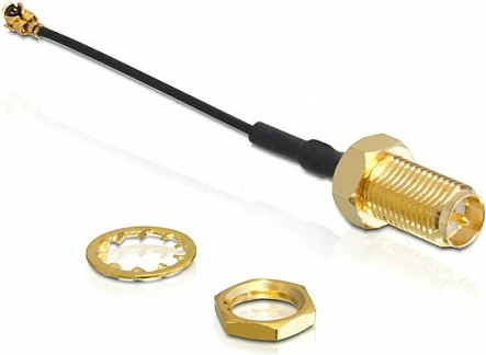Kabllo pigtail WiFi DeLOCK I-PEX mashkull në SMA femër, 5 cm, e zezë
