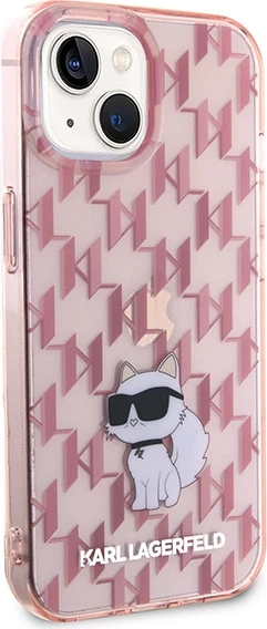 Mbështjellës Karl Lagerfeld Monogram Choupette për iPhone 15, Rozë
