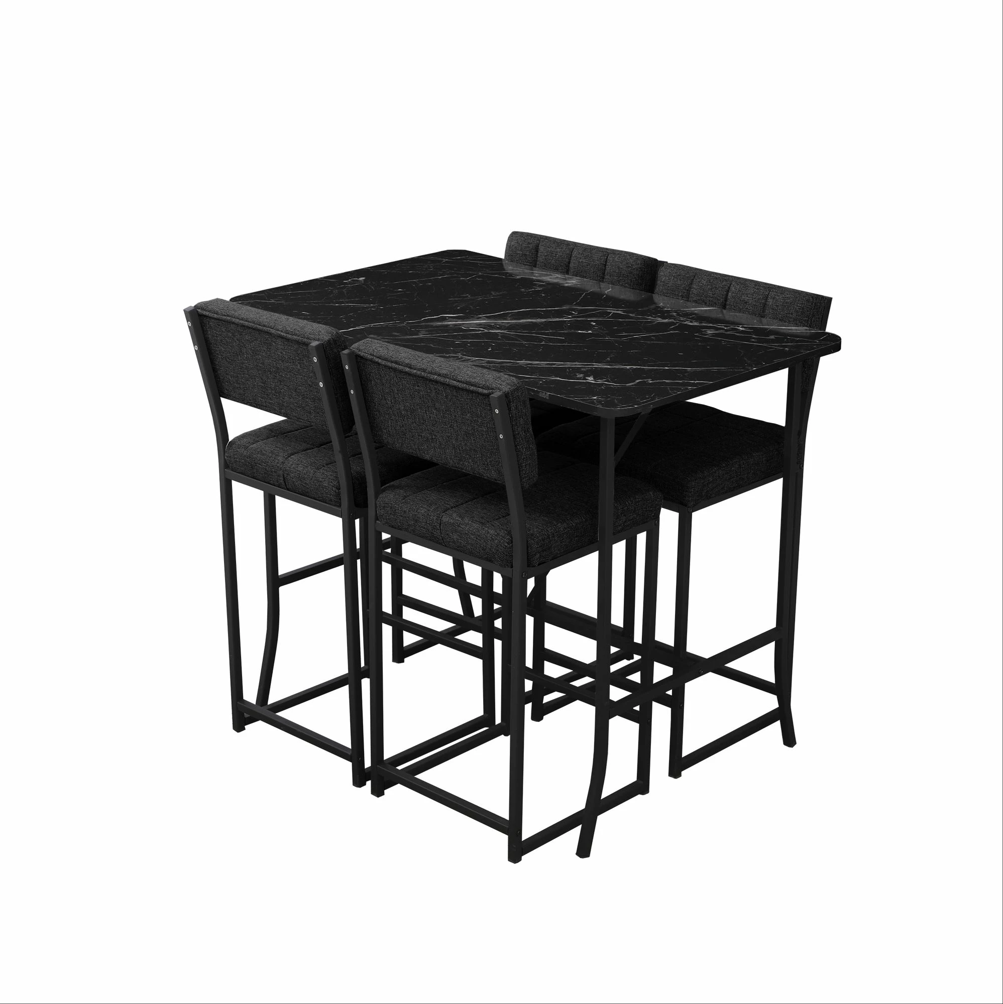 Set tavoline për bar me karrige, 5 copë, ngjyrë antracit dhe e zezë, Skye Decor