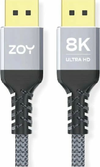 Kabel DisplayPort ZOY ZCD18 1.8m DP 1.4 8K 60Hz, gri