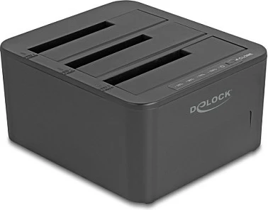 Docking station DeLOCK 64332, me 3 slote për HDD/SSD SATA 2.5/3.5, USB 3.2 Gen 1, e zezë