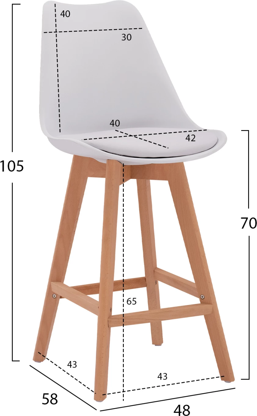Karrige për bar Vegas FH8000.11, e bardhë, 48x58x105 cm, set prej 4 copash