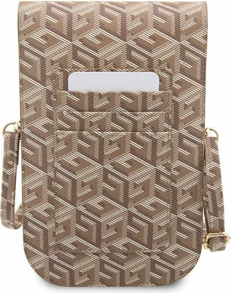 Çantë për celular Guess G Cube Stripe, eco lëkurë, kafe