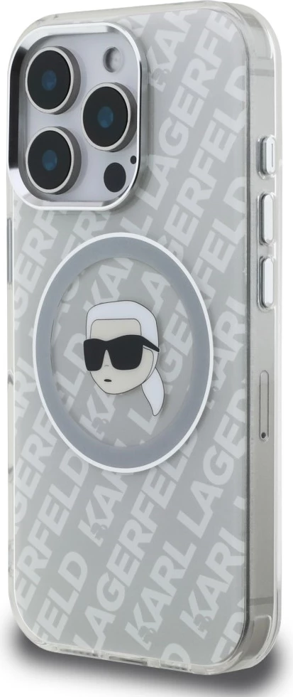 Mbështjellës Karl Lagerfeld IML Karl Head Logo MagSafe për iPhone 16 Pro Max, Hardcase TPU/PC, Gri, në kuti