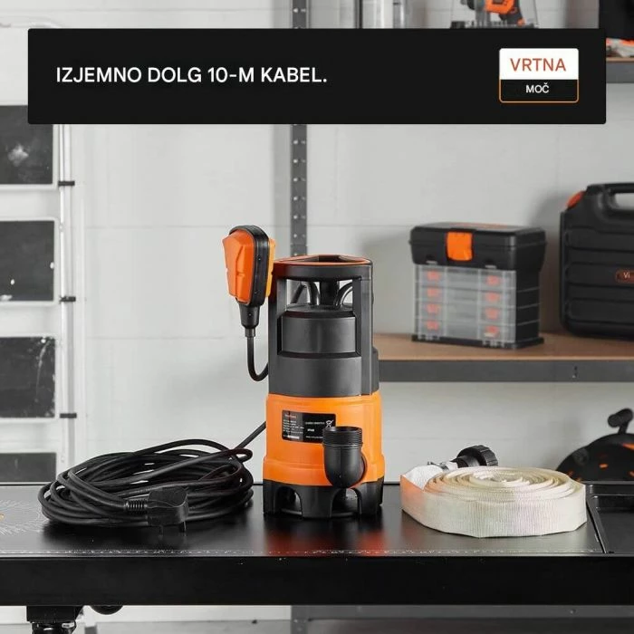 Pompë zhytëse uji VonHaus 3500145 400 W, 7500 L/orë, zorrë 8 m, kabllo 10 m, e zezë