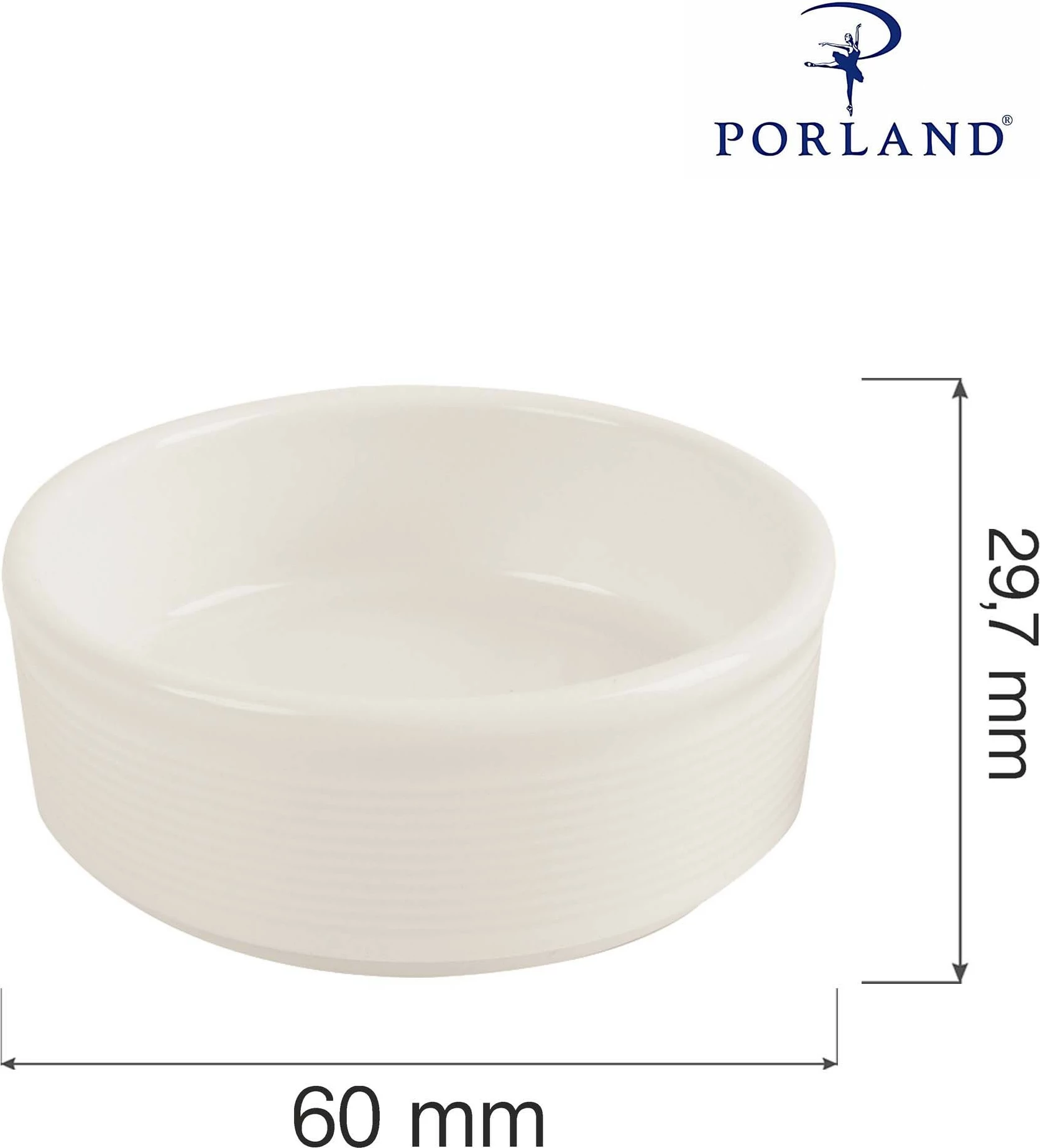 Ramekin porcelani Porland Line 60 mm, krem, set 6 copë