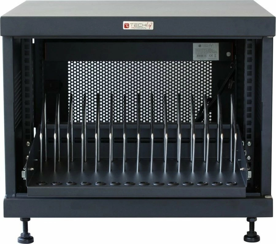 Kabinet karikimi Techly I-CABINET-14DTYDE (PN 367652), 14 slote, 16 prizë AC, i zi