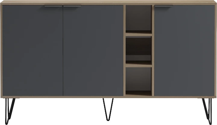 Bufe Balain, sonoma-antracit, 142x35.5x83cm