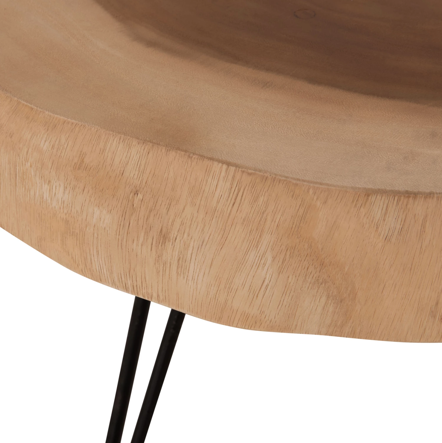 Tavolinë kafeje SERVON, dru suar natyral, këmbë metalike të zeza, 76x67x44cm