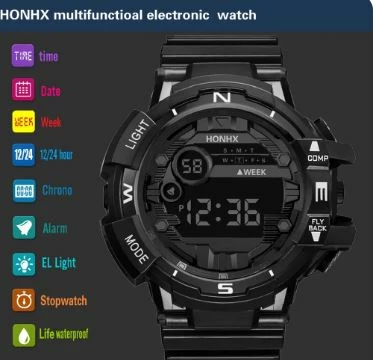 Orë digjitale sportive Honhx, rezistente ndaj ujit-ODHRU09