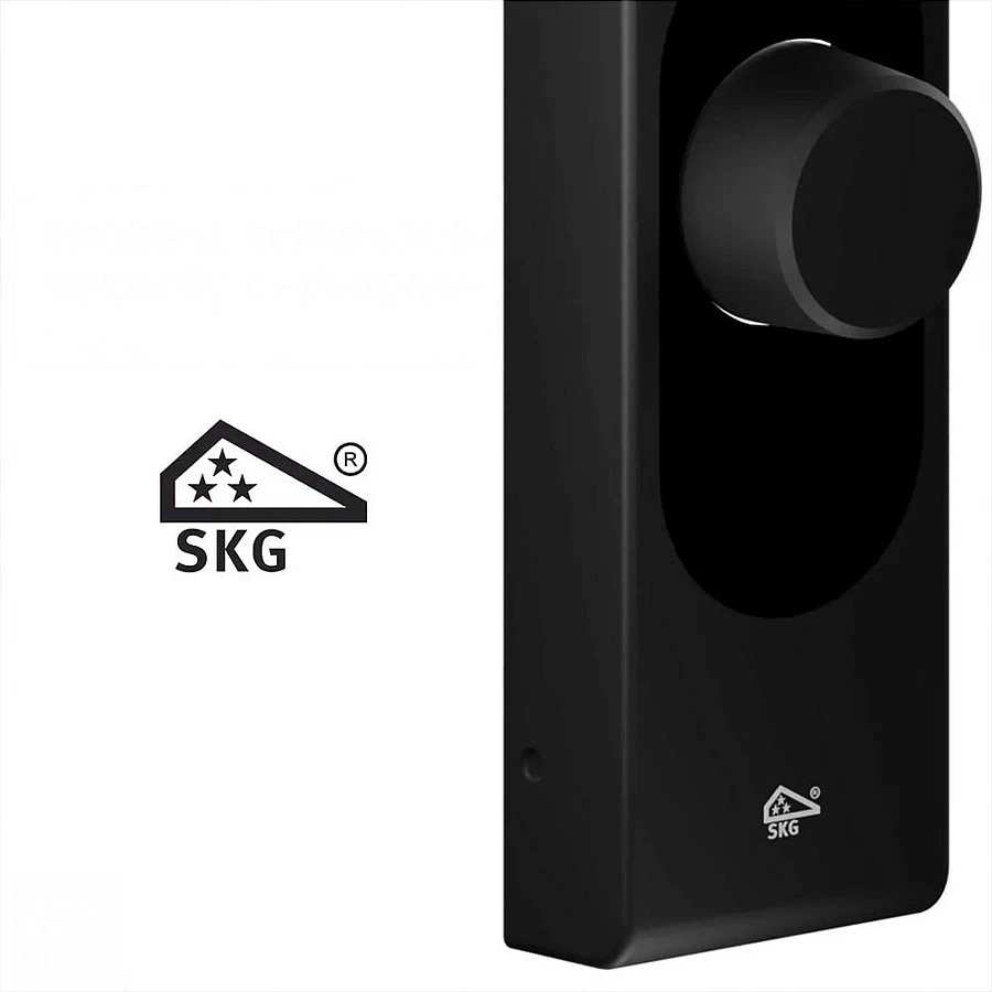 Bravë e mençur dere Shelly LOQED Touch Smart Lock, Wi‑Fi, Bluetooth 4.2, lexues shenje gishti, mbyllje automatike, e zezë