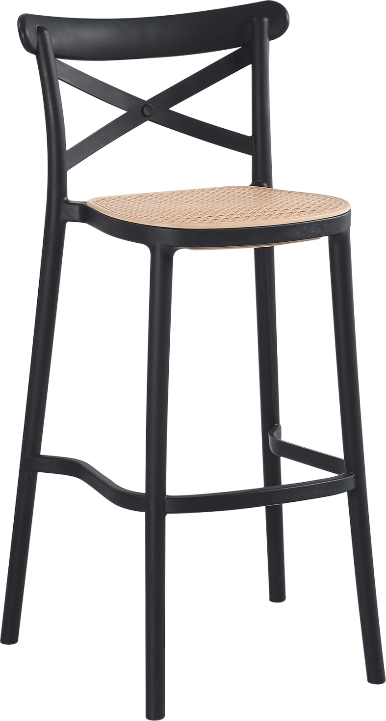 Karrige për bar CONN FH5933.02 polipropileni me mbështetëse, ngjyrë e zezë dhe ndenjëse bezhë, 41x49x102H cm