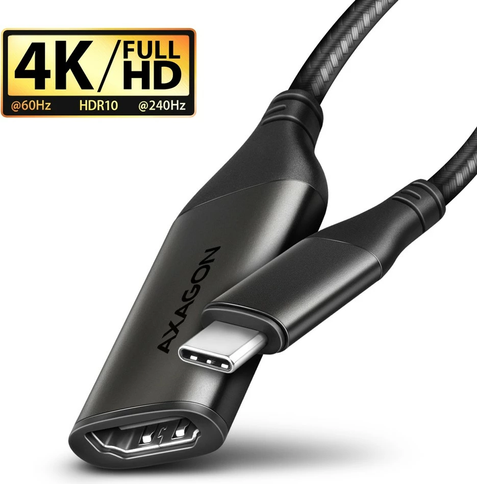 Adapter AXAGON RVC-HI2M USB-C në HDMI 2.0, 25cm, Gri