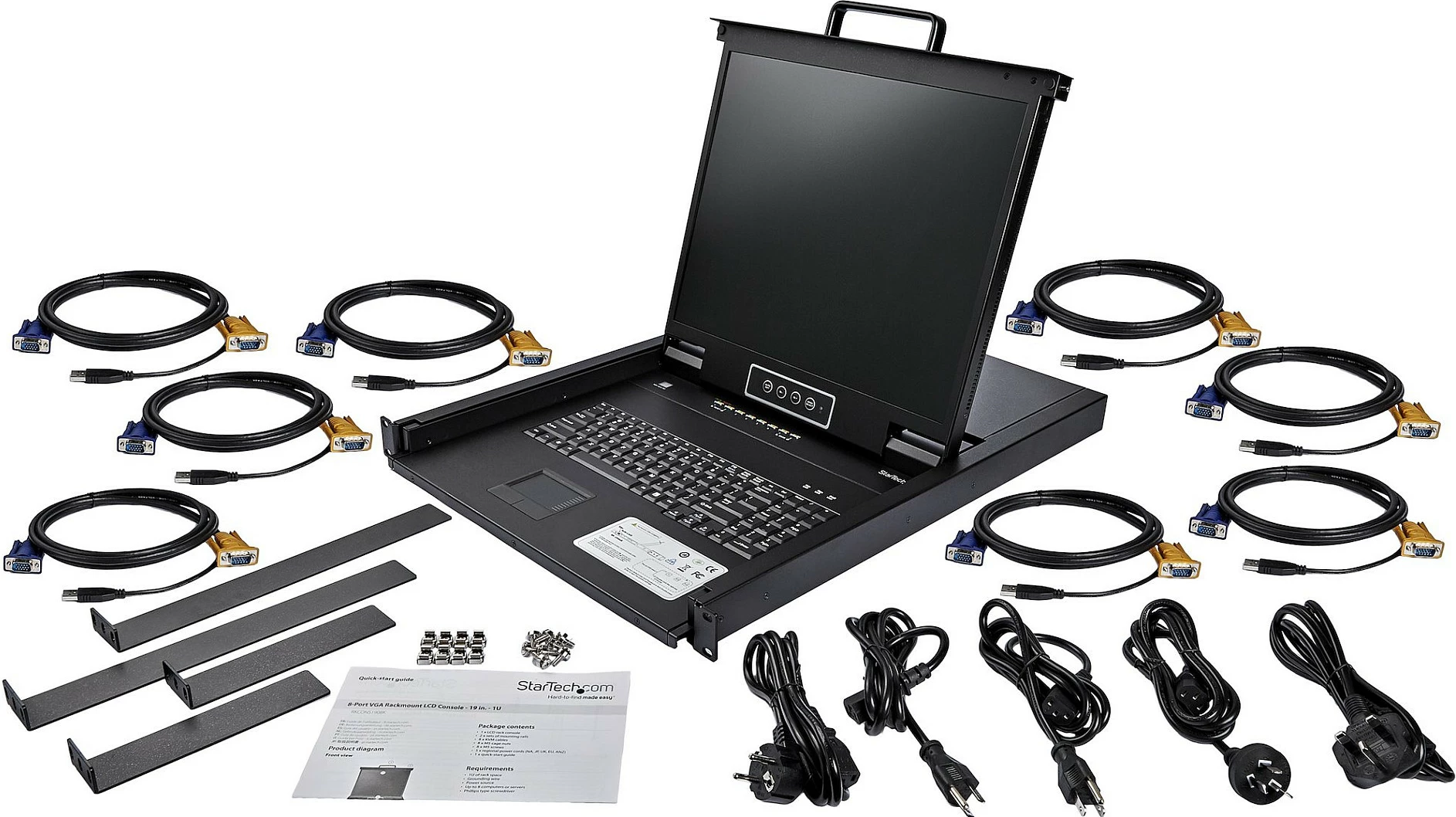 Konzolë KVM rackmount StarTech RKCONS1908K, 8-port, LCD 19" 1280x1024, USB/VGA, e zezë