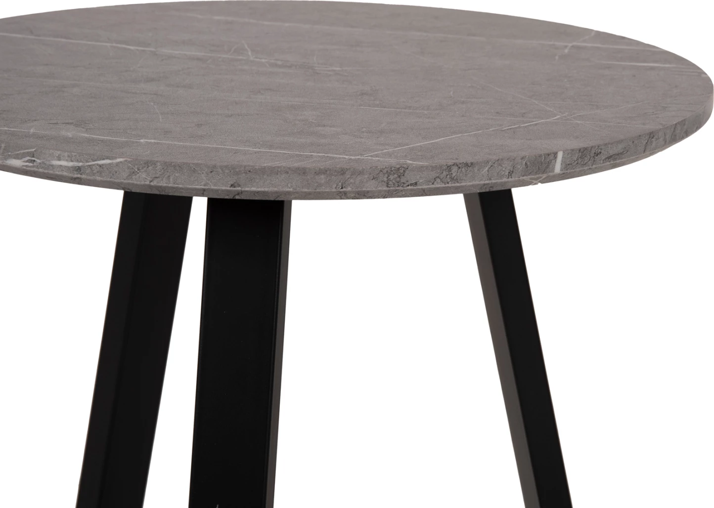 Tavolinë anësore FH9587.02 MDF mermer gri-bazë metalike e zezë Φ45x55Hcm