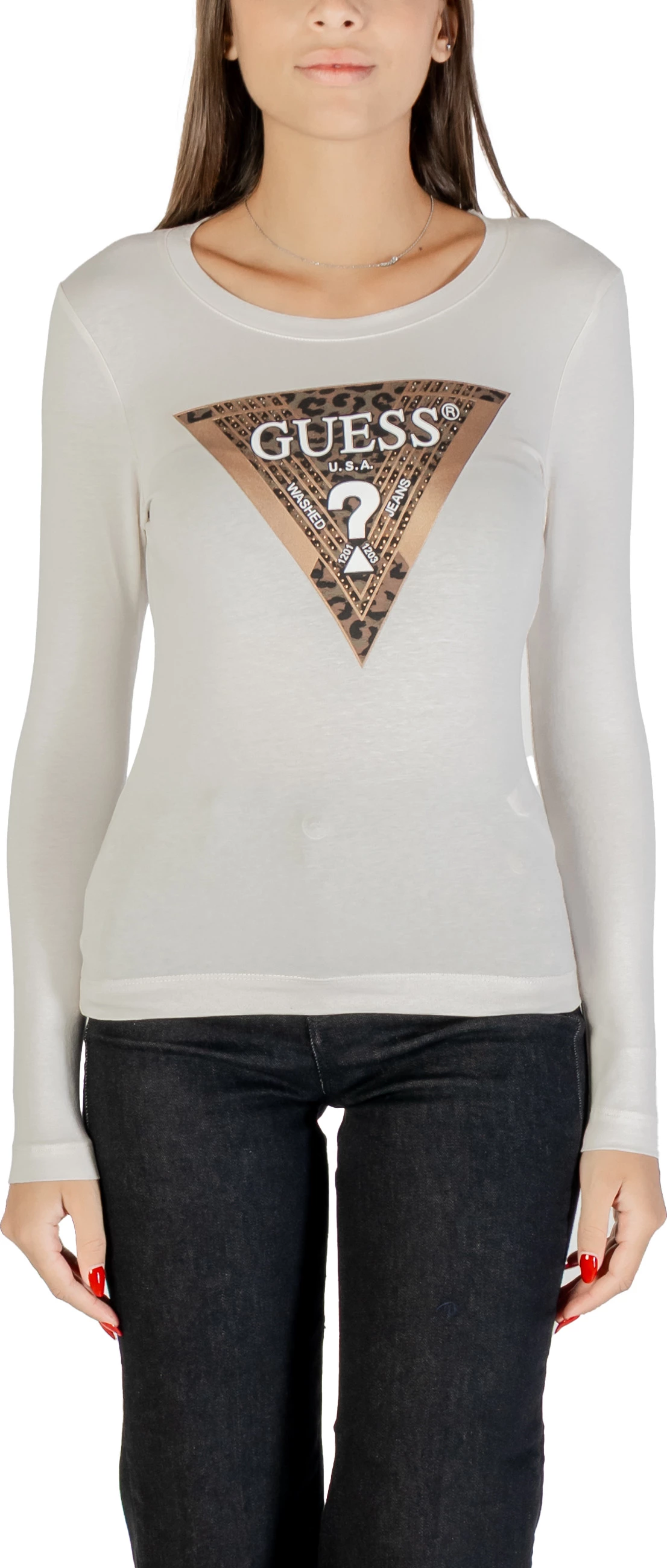 Maicë me mëngë të gjata për femra Guess W5BI75 J1314, krem