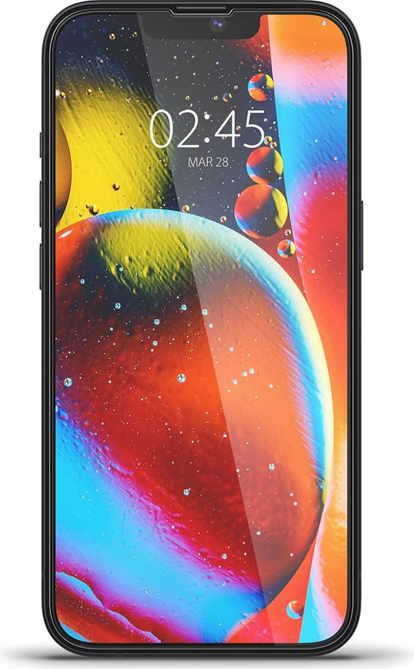 Mbrojtëse ekrani xham i kalitur Spigen Glass FC 0.3 mm 9H për iPhone 13/13 Pro/14/16e/17e, e zezë, set 1 copë + kit instalimi