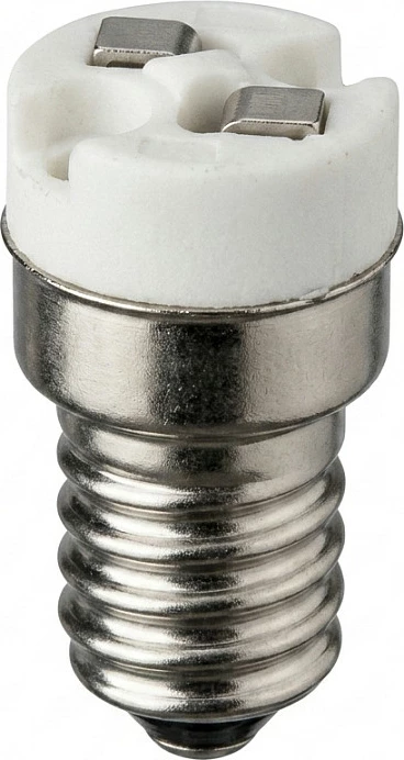 Adapter soketi Synergy21 E14 në GX5.3, për llampë LED, bardhë/argjend