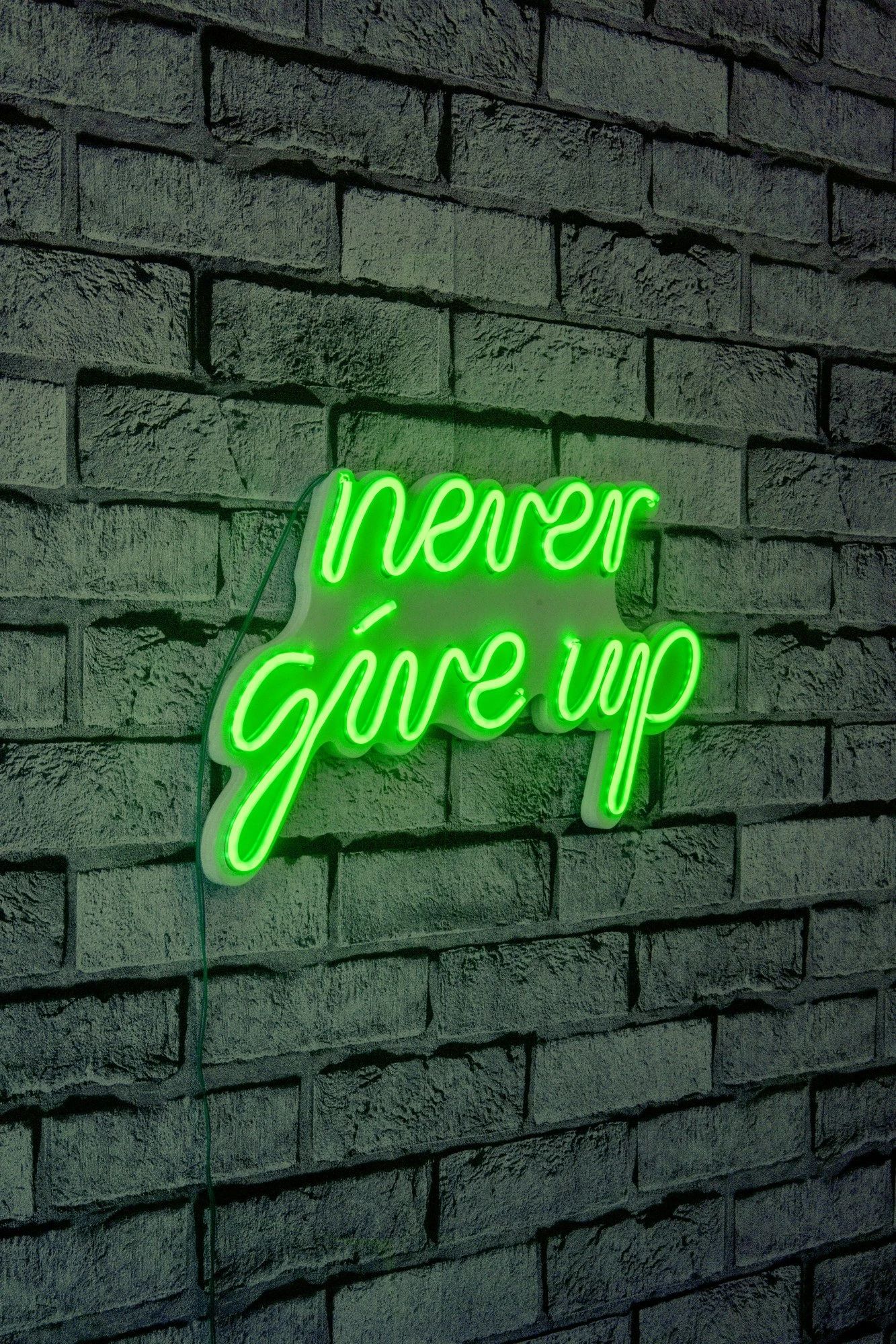 Dritë dekorative plastike LED, 'never give up', ngjyrë e gjelbër
