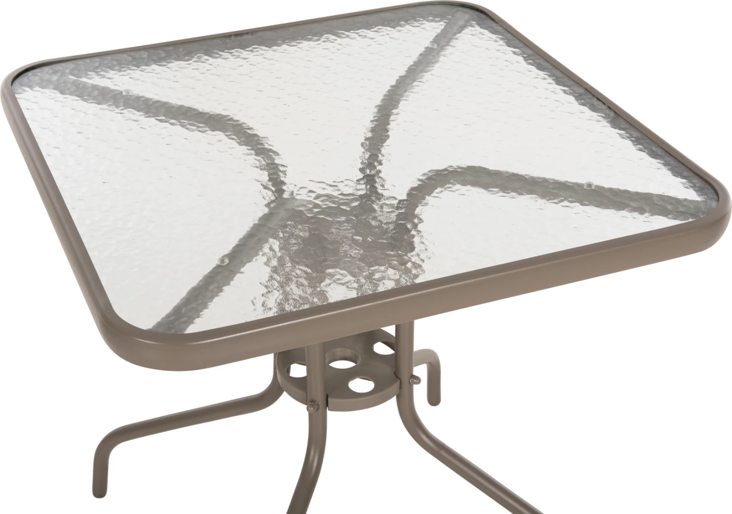 Tavolinë e jashtme katrore FIGO FH5036.04, ngjyrë shampanjë, metal-xham, 70x70x72.5 cm 8