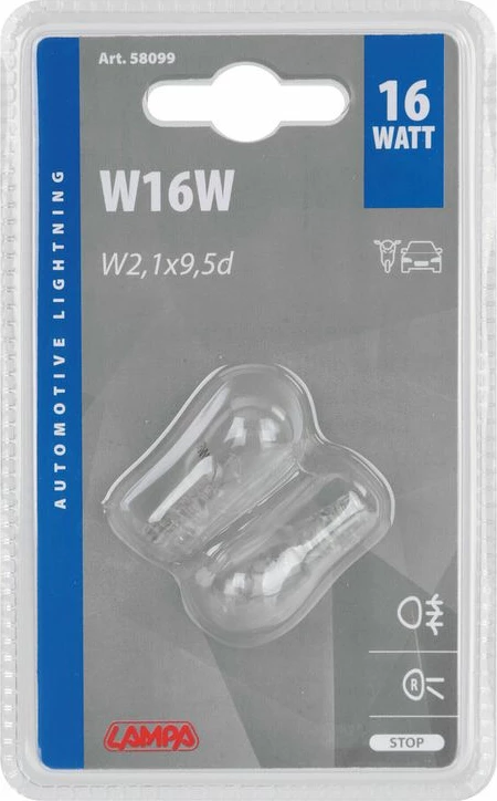 Lampa 12v 16w W2,1x9,5d Pa Fasung Blister