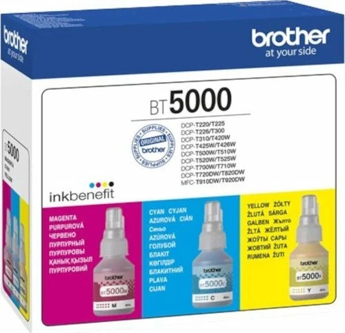 Set boje printeri Brother BT5000CLVAL, originale, rendiment deri 15000 faqe, CMY, 3 copë