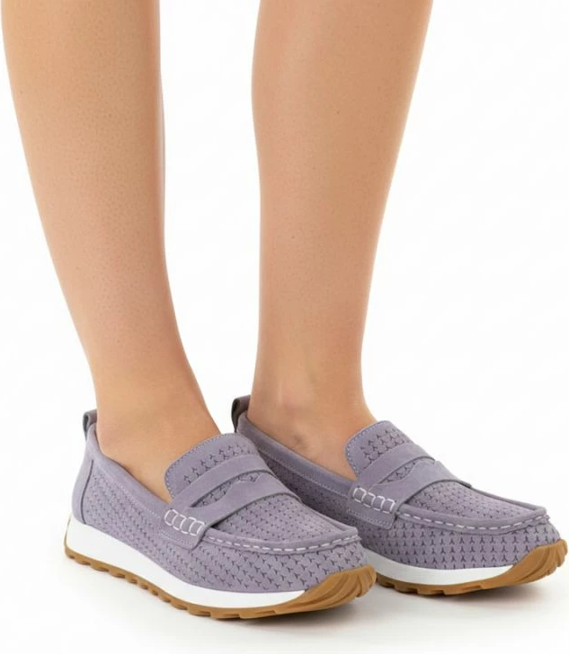 Mokasina femrash Sergio Leone SP009, lëkurë veluri, vjollcë