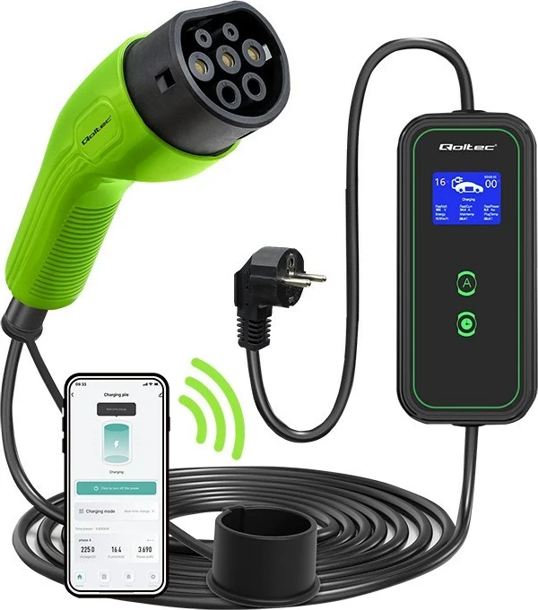 Karikues mobil Qoltec për vetura elektrike, 230V, 5m