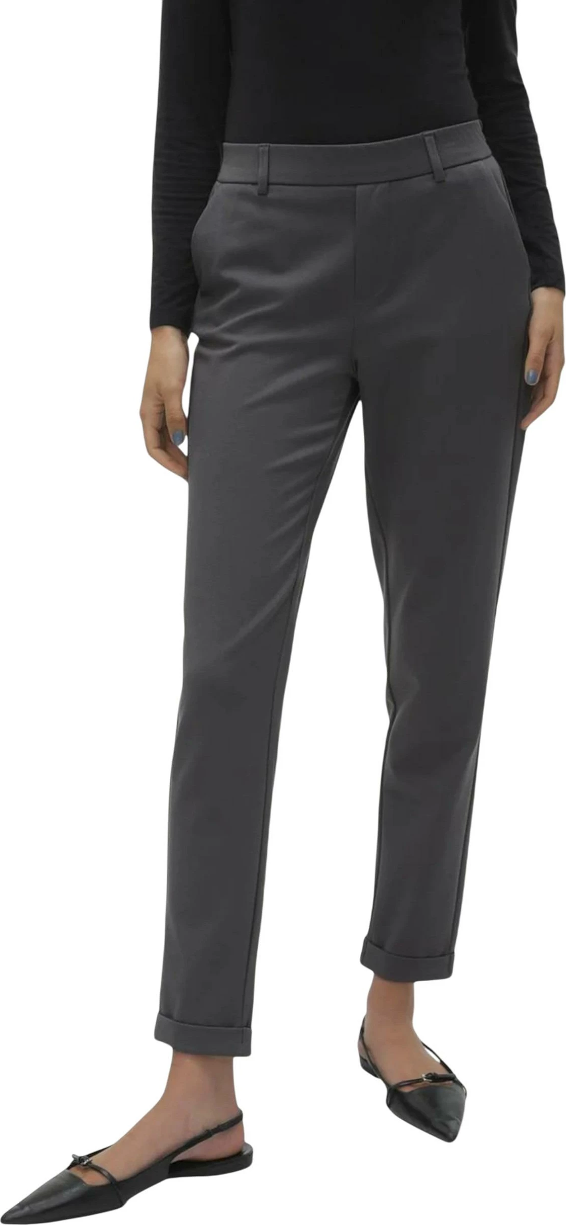 Pantallona për femra Vero Moda VMMAYA MW Loose 10225280, gri e errët