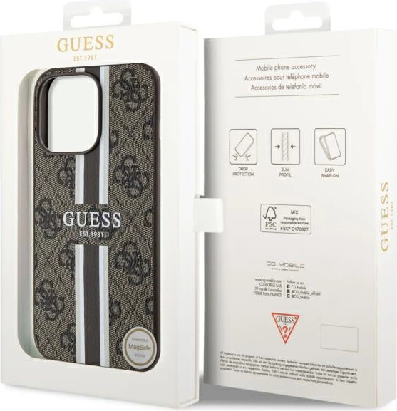 Mbështjellës Guess GUHMP13XP4RPSW për iPhone 13 Pro Max 6.7", hardcase, MagSafe, kafe