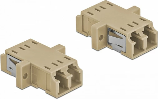 Bashkues fibër optike DeLOCK LC Duplex, Female/Female, OM2 Multi-mode, 2 copë, bezhë