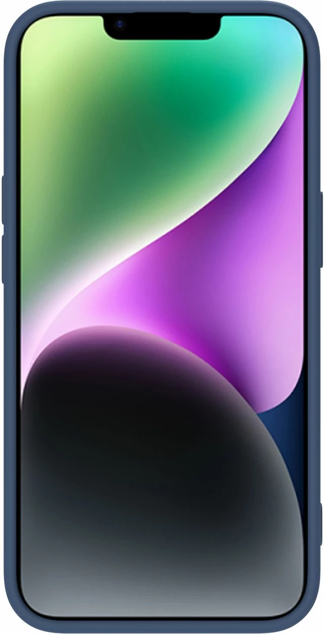 Mbështjellës Nillkin CamShield Silky Silicone për iPhone 14 Plus, MagSafe, me kapak kamere, Kaltër