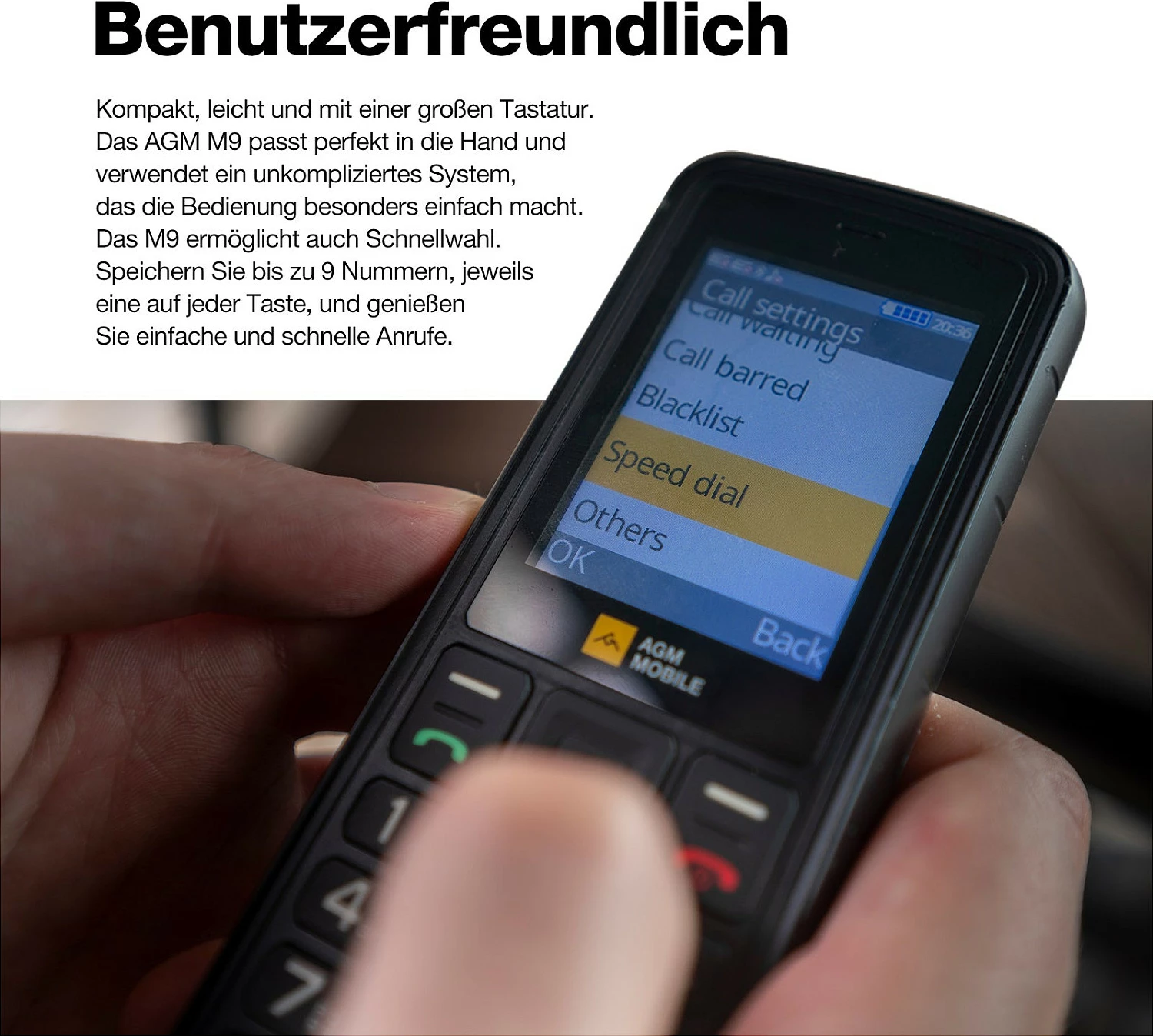 Celular bea-fon AGM M9, 4G LTE, Dual SIM, IP68/IP69K, 2.4", USB-C, i zi