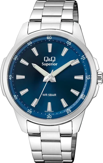 Orë dore Q&Q C21A-003VY, e argjendtë/kaltër