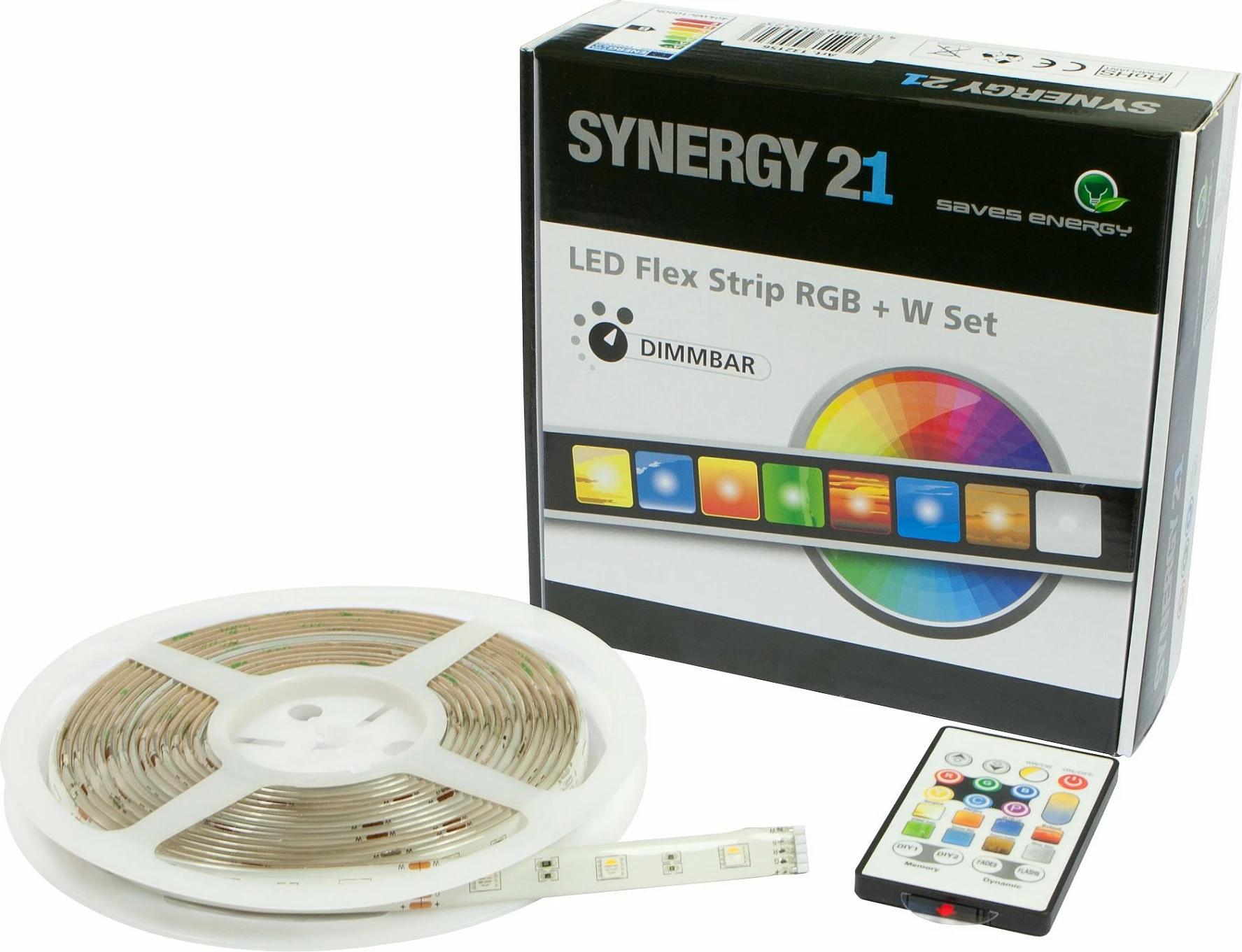 Shirit LED Synergy21 S21-LED-A00156, 5m RGB+W, 24W, me telekomandë, IP65, i bardhë