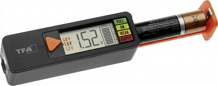 Tester baterie TFA BatteryCheck 98.1126.01, ekran LED, i zi