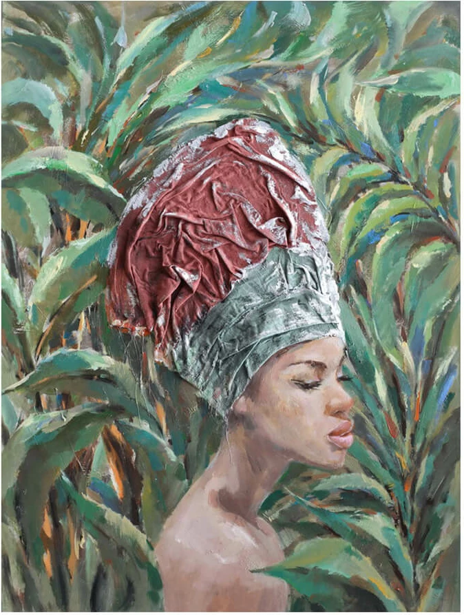 Pikturë dekorative Jungle Lady, kanavacë, shumëngjyrëshe, dru, 76x100x4cm